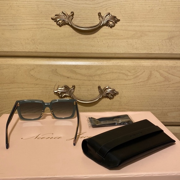 NWT Isabel Marant Sophy Rectangle Square frame acetate Designer Sunglasses GREEN - Picture 12 of 17